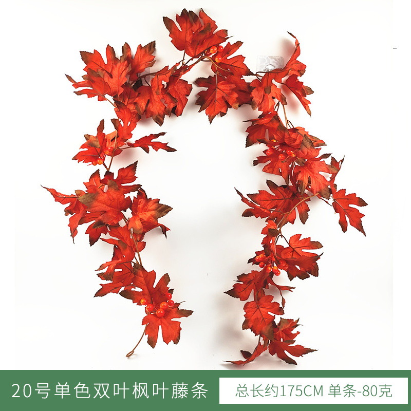Hoja de arce artificial ratán Halloween adornos hojas artificiales artificial verde planta pared Amazon Acción de Gracias decoración colgante de pared