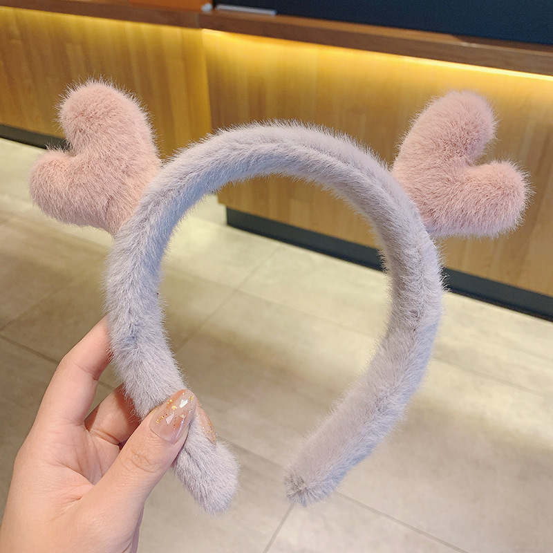 Bandas de pelo de peluche para mujeres lavarse la cara rojo 2021 nuevo estilo para salir simple tocado antideslizante invierno / otoño cabello clip bandas de pelo