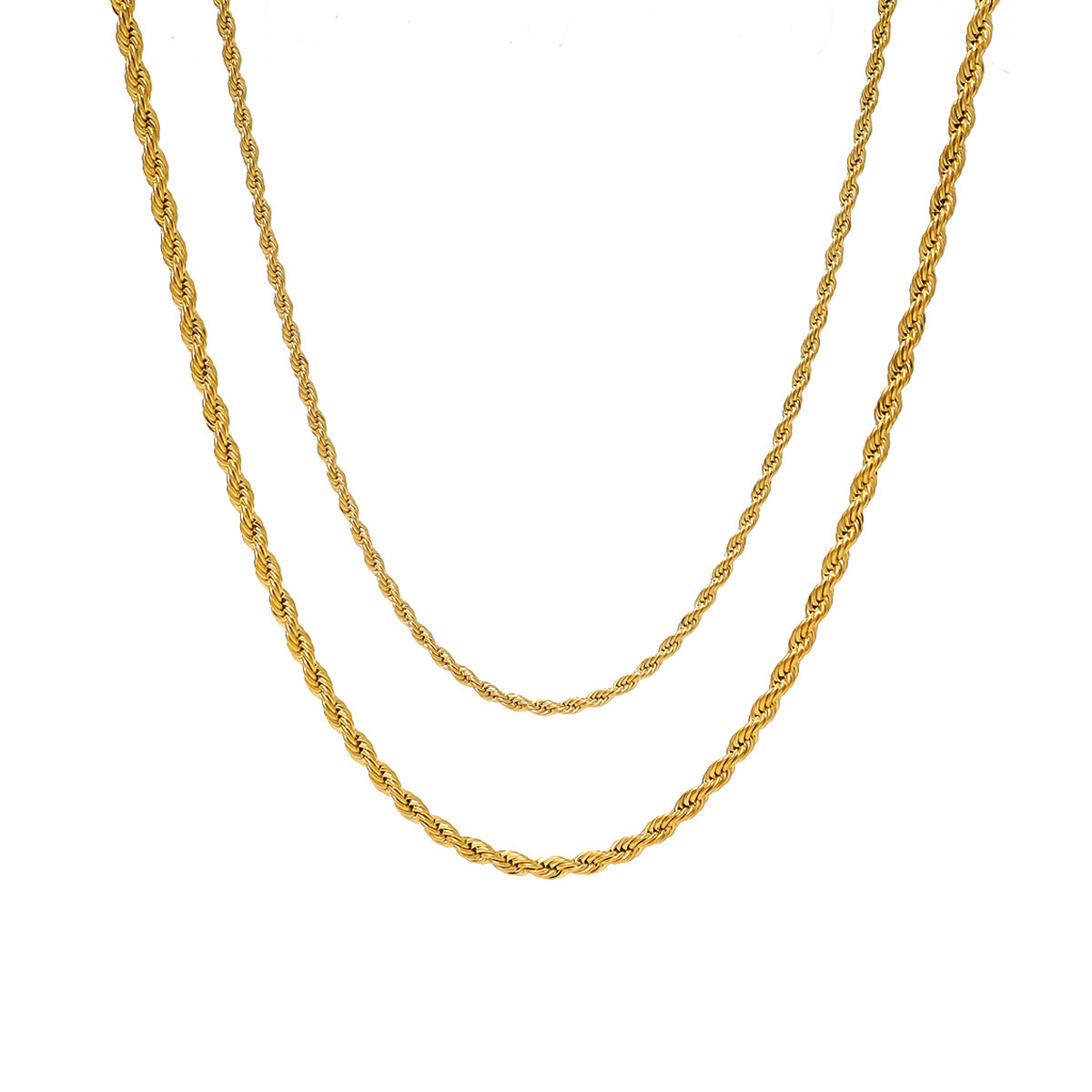 Collier Multi-rangs Plaqué Or En Acier Inoxydable Style Minimaliste_voghion.com