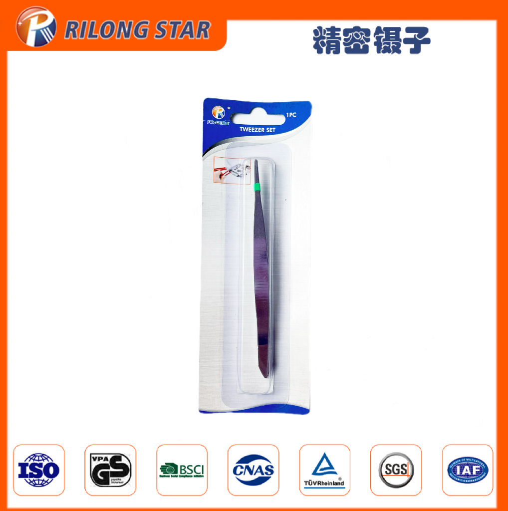 日隆星销售精密镊子防静电尖头圆头弯头对折不锈钢镊子吸卡包装