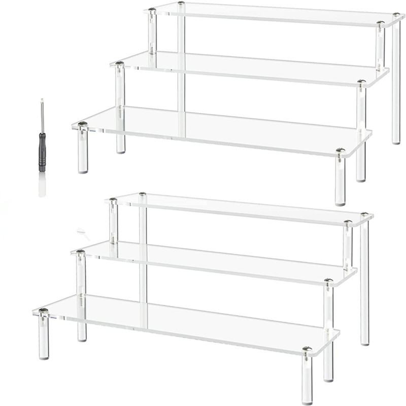 亚克力立管展示架3层阶梯架公仔收藏香水架甜点纸杯蛋糕装饰架