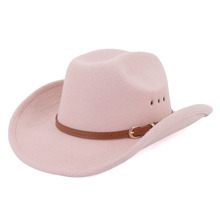 亚马逊速卖通跨境新款西部牛仔帽毛呢礼帽大檐帽少数民族风爵士帽