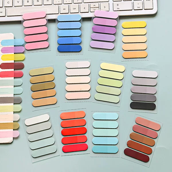 Cross-Border Export Semi-Circular Gradient Color Pet Sticky Notes Transparent Index Stickers for Note-Taking Sticky Notes