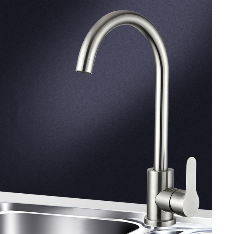 304 stainless steel kitchen sink faucet hot and cold rotatable dish washing single cold faucet splash-proof anti-leakage
