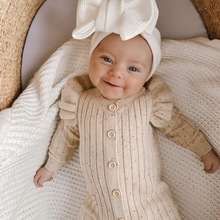 外貿童裝工廠定制嬰兒連體衣針織毛衣純棉哈衣爬服外穿新生兒衣服