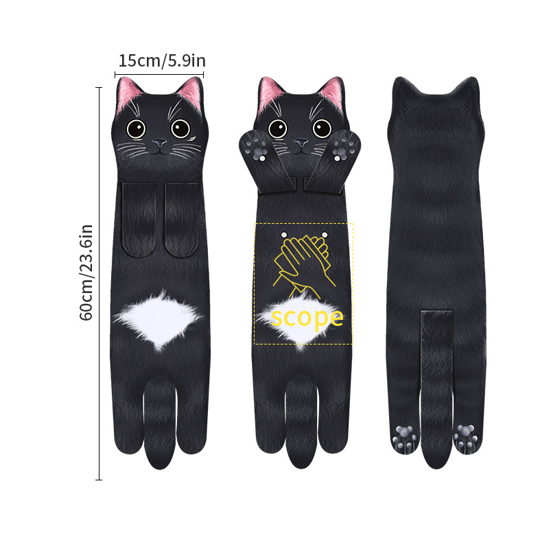 Microfiber black cat 15×60cm hand towel black