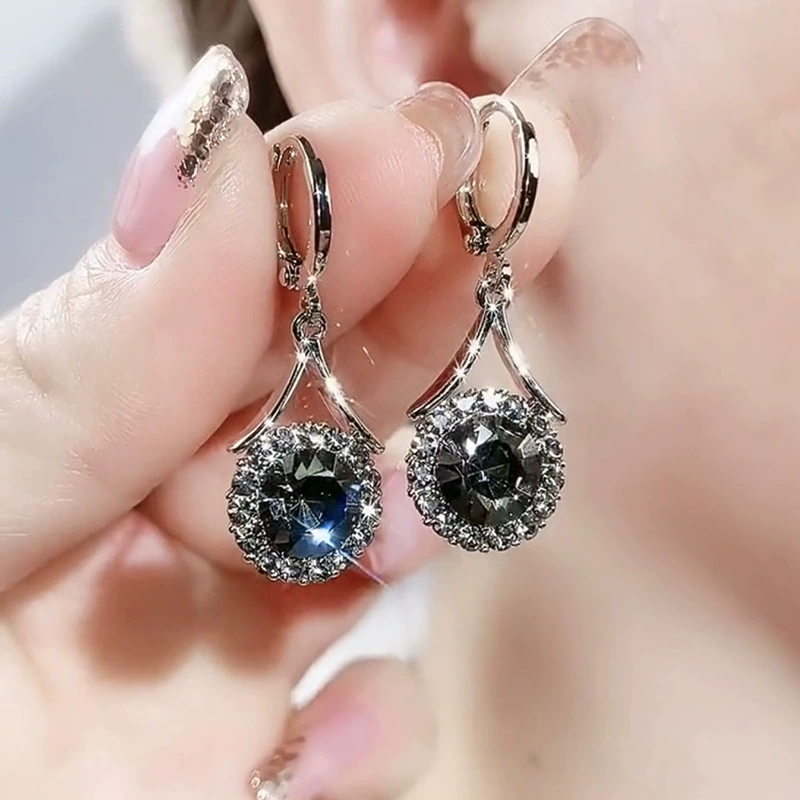 Серьги-кольца design каплевидные, люкс, тренд сезона, с камнем, подарки на день рождения