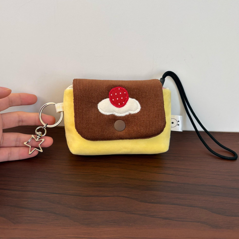 Cute caramel pudding coin purse, Korean-style soft and cute high-appearance coin purse for girls, student ccd earphone storage bag