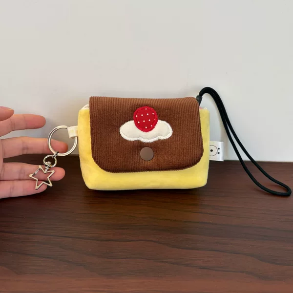 Cute caramel pudding coin purse, Korean-style soft and cute high-appearance coin purse for girls, student ccd earphone storage bag