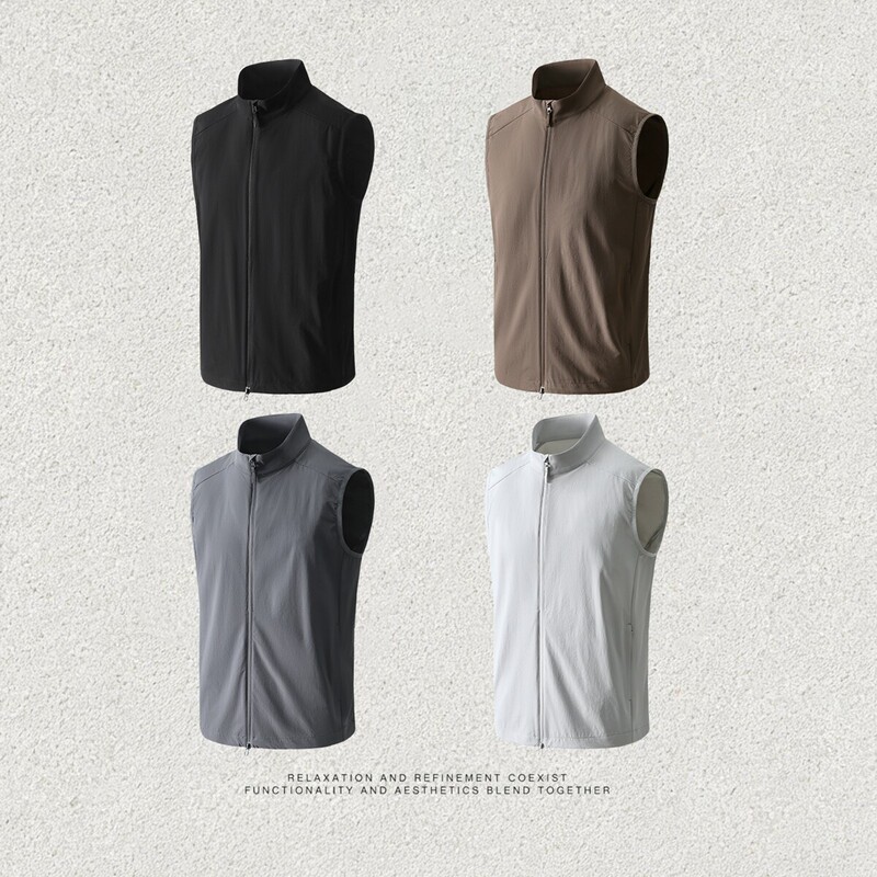 3D Stereo Cutting Laser Perforated Men's Stand Collar Functional Sports High-Elastic Casual Vest Jacket 3D Stereo Cutting Laser Perforated Men's Stand Collar Functional Sports High-Elastic Casual Vest Jacket