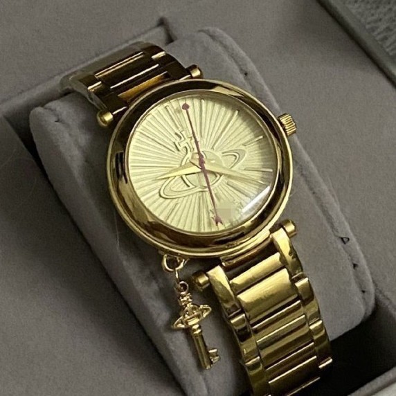 Little Red Book's Same Style Empress Golden Key Crushed Ice Blue and White Moonlight Dragon Fruit Cherry Fashion Small Gold Watch Women's Watch