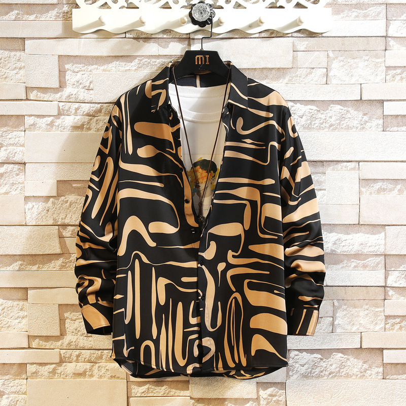 2025 Men's Spring & Fall New Cross-Border Floral Multi-Color Long-Sleeved Shirts That Can Be Worn in All Seasons Amazon Foreign Trade