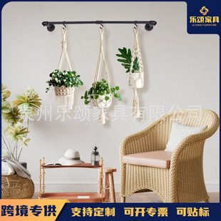 Indoor Plant Hanging Rod Maximum Load Bearing 44Lbs Black Metal Wall Top Decor Shelf Hanging Rod