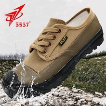正品3537户外登山徒步低帮训练鞋耐磨防滑帆布胶鞋透气男鞋劳保鞋