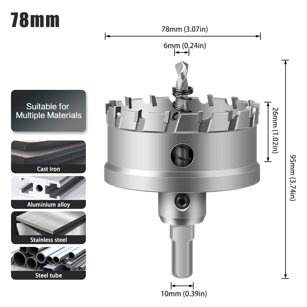 Abridor de agujero de aleación 5A de alto grado Abridor de agujero de acero inoxidable de alto grado TCT