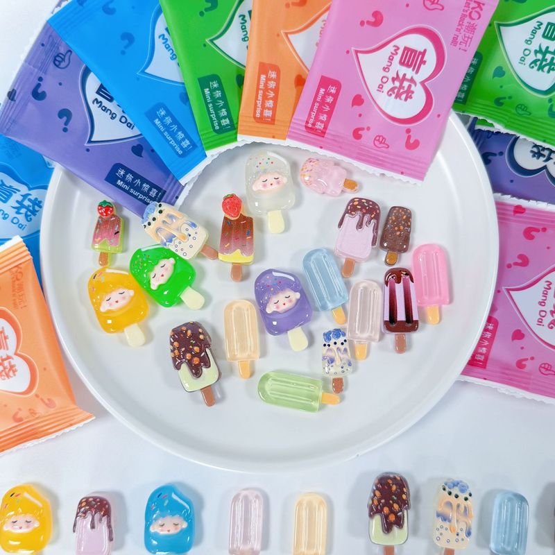 ブラインドバッグ模擬食品おもちゃ DIY クリエイティブ発光アイスキャンディーアイスクリームままごとおもちゃデスクトップマイクロ風景樹脂装飾品|undefined