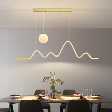 創意極簡長條餐廳吊燈輕奢飯廳餐桌吧台前台收銀台燈具簡約月球燈