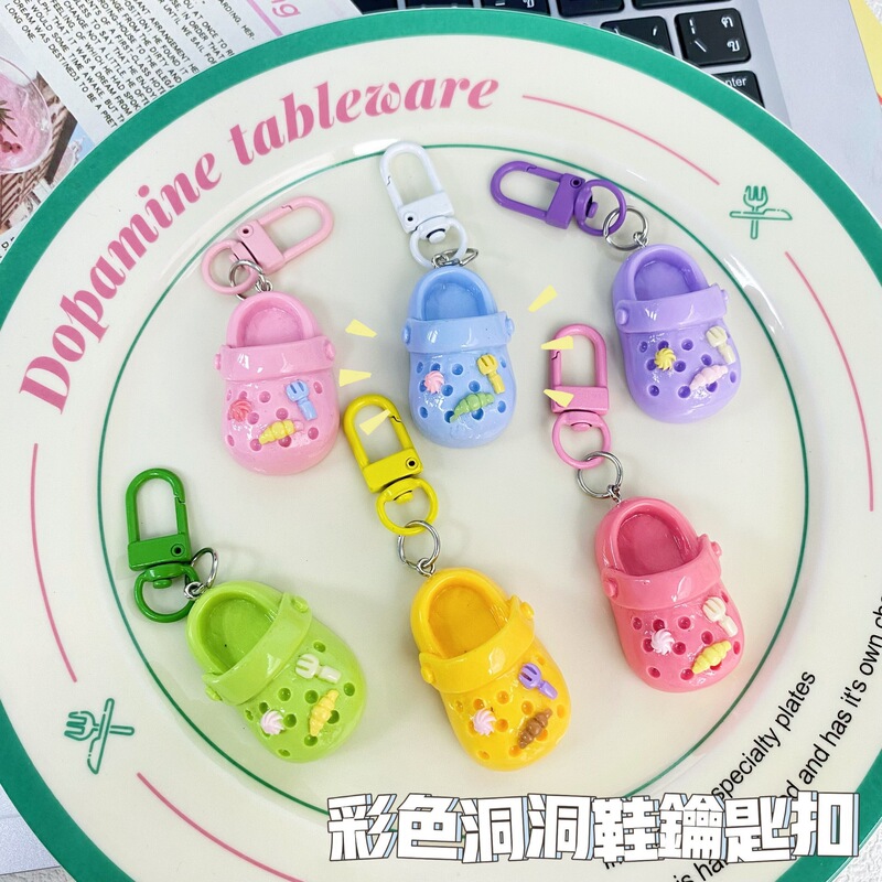 Cartoon Sweet Colorful Clogs Keychain Girly Heart Bag Pendant Cute Best Friend Student Gift Pendant Batch