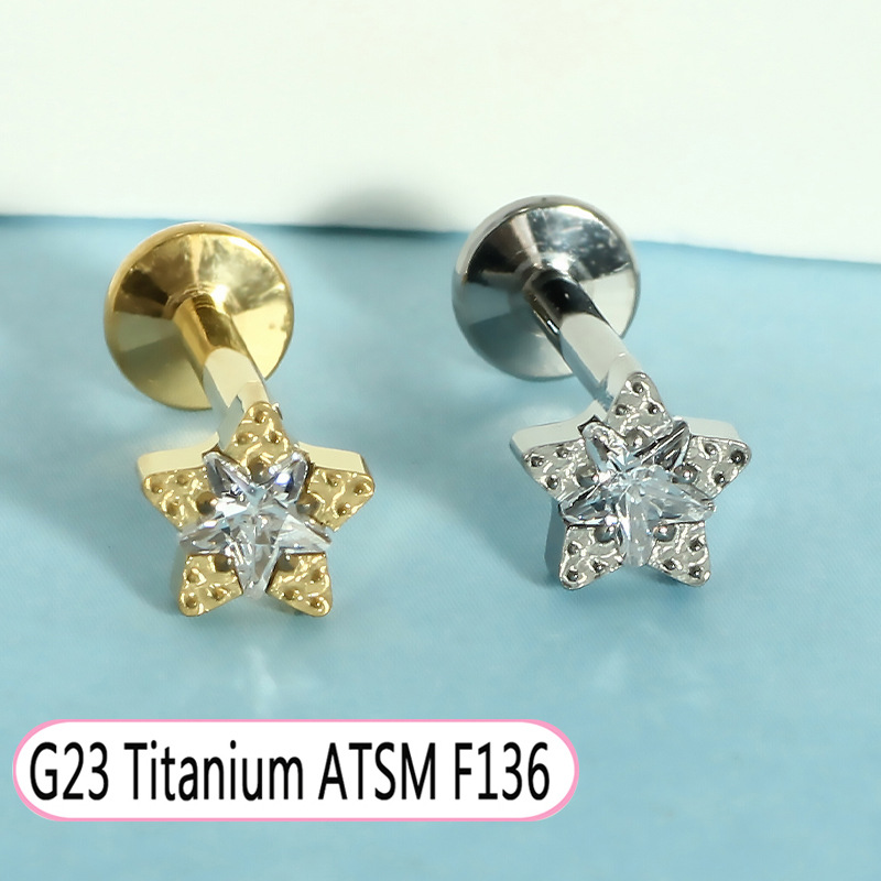 Hot Selling Titanium Alloy Star Zircon Tongue Lip Nail Jewelry for Women Light Luxury Piercing detail image 10