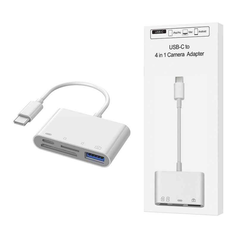 Adecuado para teléfonos móviles Apple 1615 Android, lector de tarjetas multifunción todo en uno con conexión Type-C para tarjetas SD, TF y CF.