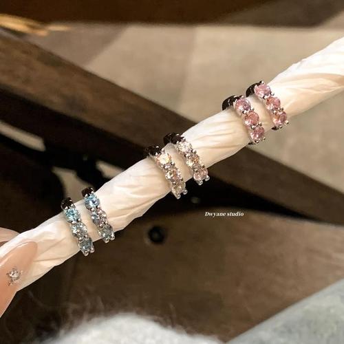 Exquisite colorful zircon earrings for women's niche unique earrings double ear piercings stacked ear bone nails plain earring ear buckles