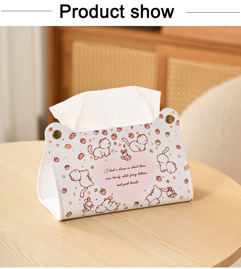 Home tissue box for living room, creative dining room, cartoon kitten, car tissue storage, cute heart-shaped cat tissue box set
