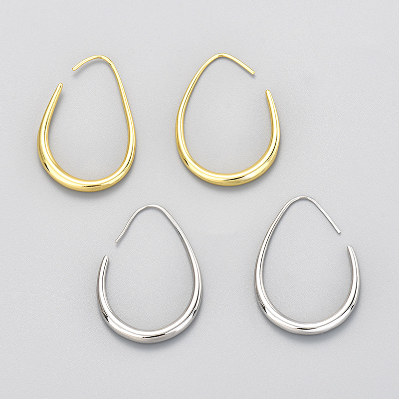 European and American Cross-Border Circle Water Drop Earrings for Women, Unique Hong Kong Style, Simple and Cool Stud Earrings, Gold-Plated Geometric Element Earrings