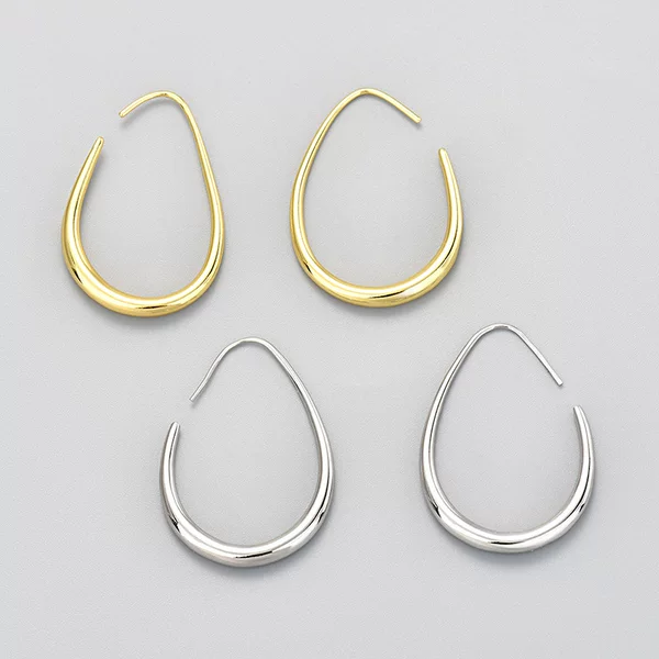 European and American Cross-Border Circle Water Drop Earrings for Women, Unique Hong Kong Style, Simple and Cool Stud Earrings, Gold-Plated Geometric Element Earrings