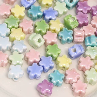11mm梅花五星陶瓷diy手链项链趣味包包串珠挂件材料手工饰品配件