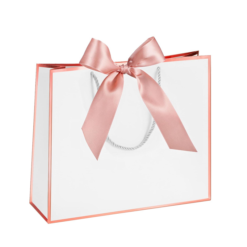 En stock bowknot fondo cuadrado bolsa de papel portátil colorido exquisito embalaje bolsa de regalo bolsa de compras de ropa logotipo imprimible