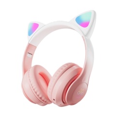 クロスボーダーのヘッドセットの猫の耳の発光のイヤホンの女子学生のbluetoothの耳の少女のかわいい無線の生放送のグラデーションの色