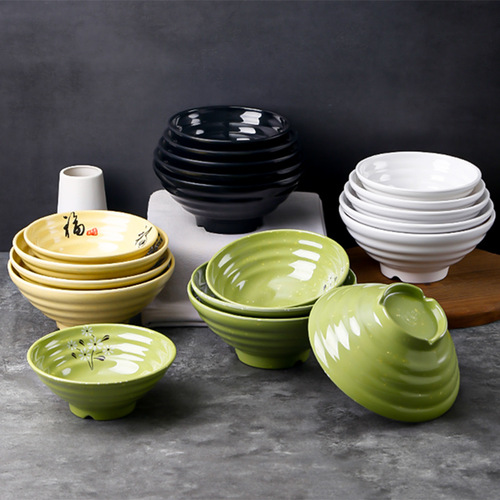 Melamine imitation porcelain noodle bowl ramen bowl wholesale noodle shop commercial plastic thickened large threaded spicy hot snail noodle bowl