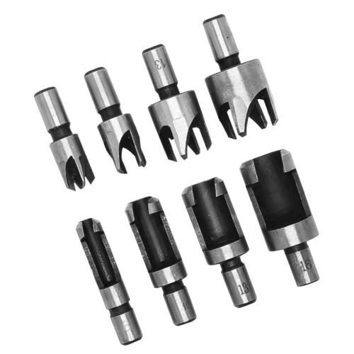 Cross-border carbon steel cork drill 8-piece set round handle cork knife claw barrel type round wood tenon drill bit woodworking drill bit set
