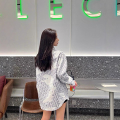 高品质D家新款牛仔外套衬衫满身提花满印联名男女同款长袖衬衣外