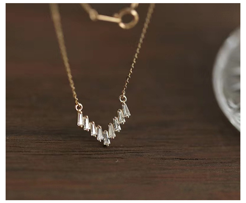 925 Sterling Silver Zircon Cable Chain Inlay Geometric Necklace display picture 4