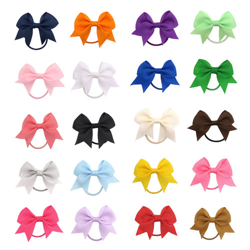 Cross-border 6cm solid color ribbed band with bow hair tie hair ring for women children swallowtail hair band for babies hair accessories