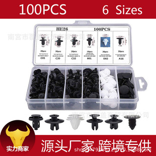 Type a 100Pcs Boxed Car Buckle Boxed 100Psc Combination Set Nylon Clip Bumper Card