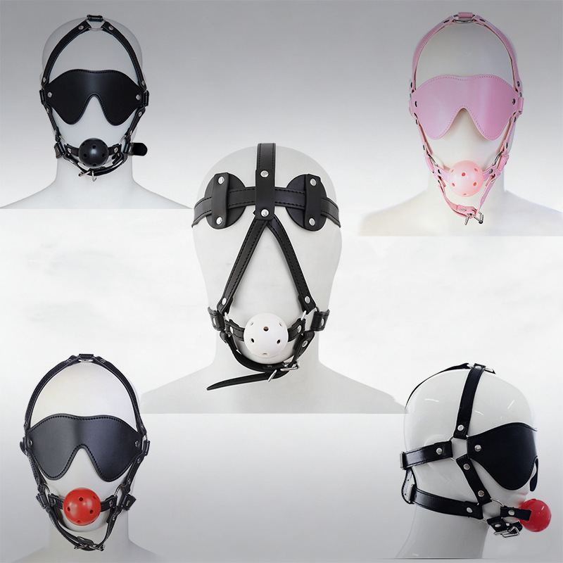 Factory wholesale black solid mouth ball blindfold multi-stud plug panda blindfold red female utensils