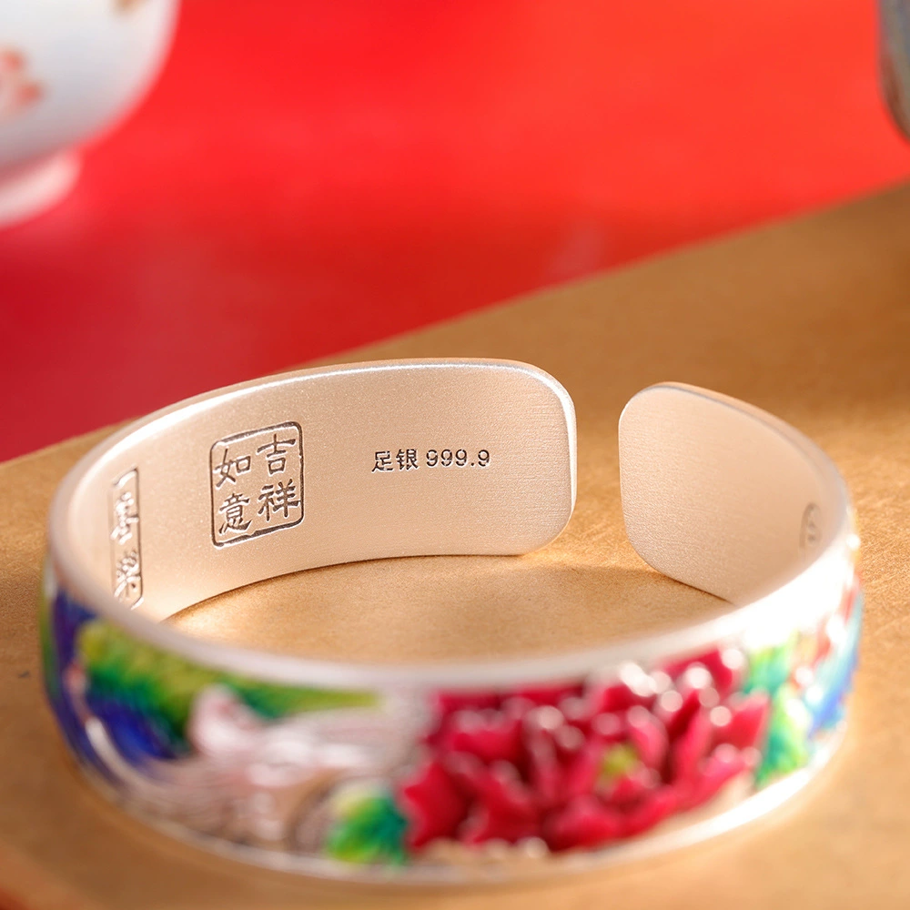 Ювелирное изделие Enamel из серебра, ретро браслет, серебро 9999 образец