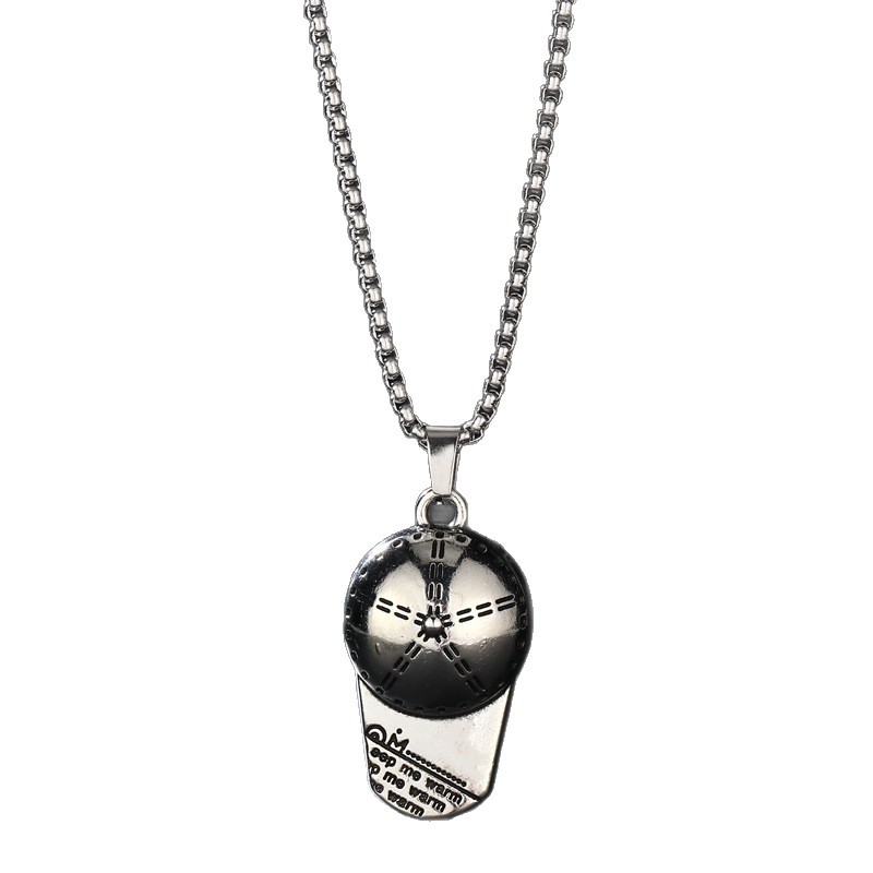 European and American personality cap stainless steel necklace hip hop rock baseball hat alloy pendant men's pendant jewelry