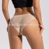 Шелковые трусы, сексуальное хлопковое дышащее белье для коррекции формы бедер, средняя посадка, кружевное платье, большой размер