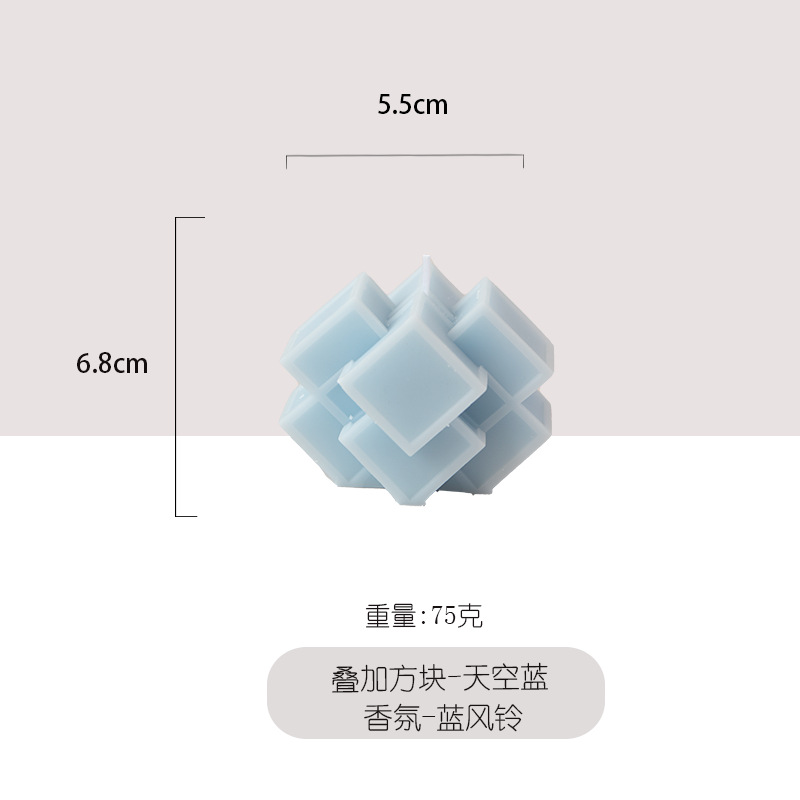Ventas transfronterizas calientes superpuestas de modelado geométrico cuadrado velas aromáticas adornos para el hogar joyas al por mayor hechas a mano