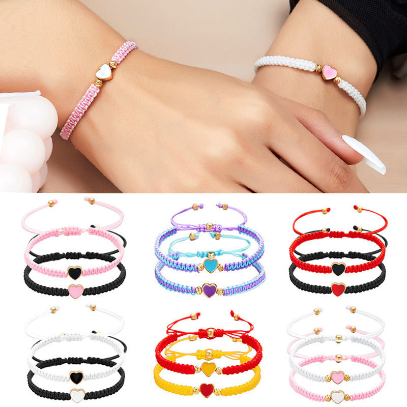 Cross-border new simple dripping heart-shaped woven bracelet Valentine's Day gift sister friendship adjustable bracelet