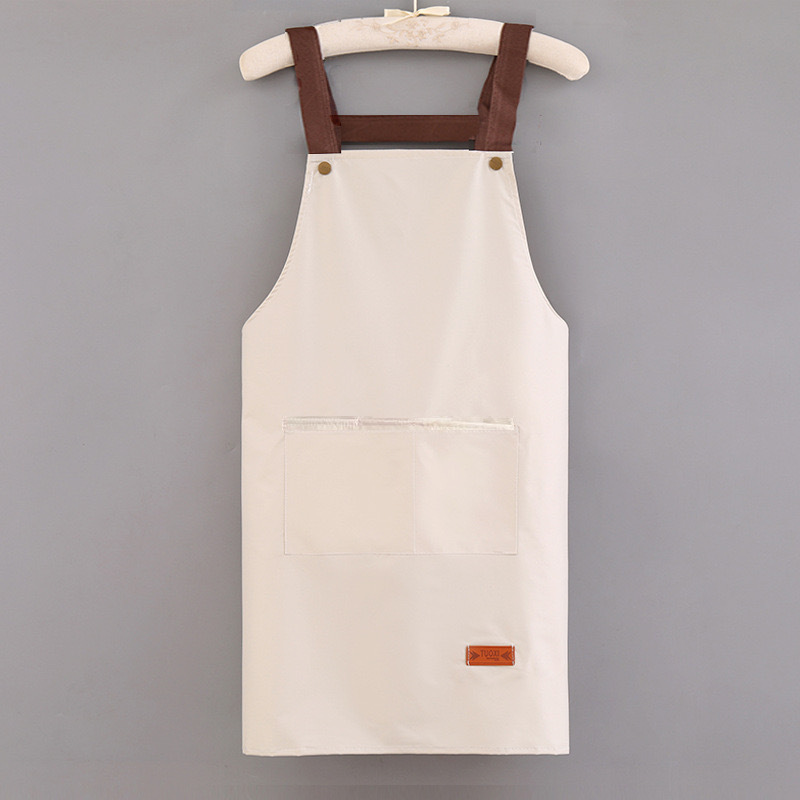 半袖で腰を囲んで家庭用キッチン料理をする女性作業服防水防油カバーの新型四季男性モデルのカスタムエプロン|undefined