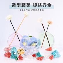 ins 无火香薰瓶车载香氛瓶装饰摆件扁圆扩香瓶透明玻璃空瓶子现货