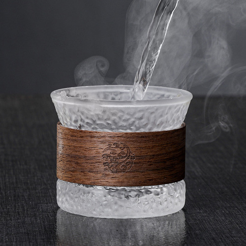 Hammered glass master cup home kung fu tea set Japanese heat-resistant vertical pattern small tea cup single tea bowl tea cup