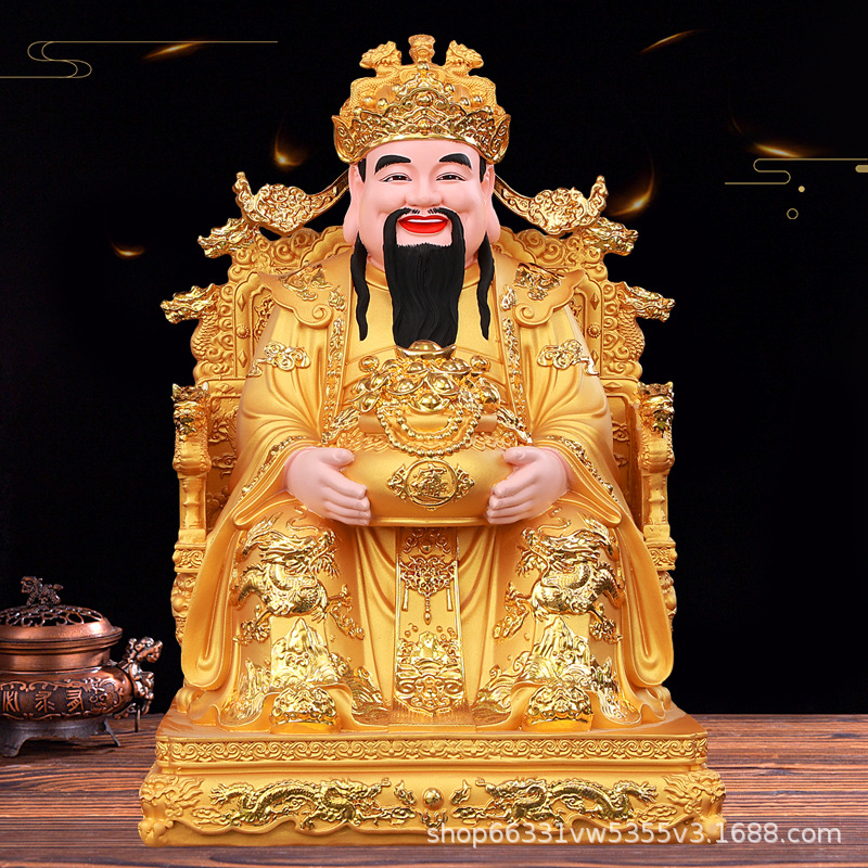新款龙椅元宝财神爷佛像家用店铺公司招财摆件树脂佛像文财神范蠡
