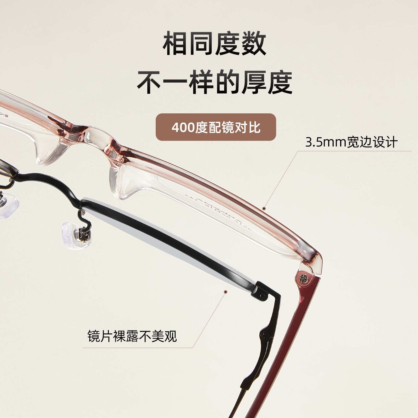 Marco de gafas ARKEMA superligero, ecológico y cómodo, borde ancho de 3,5 mm con alta miopía Danyang lote