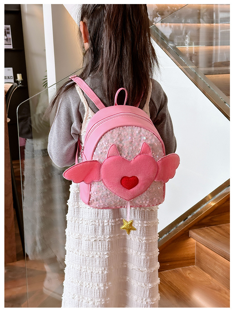 Women's Medium Pu Leather Heart Shape Cute Sequins Zipper Fashion Backpack display picture 23