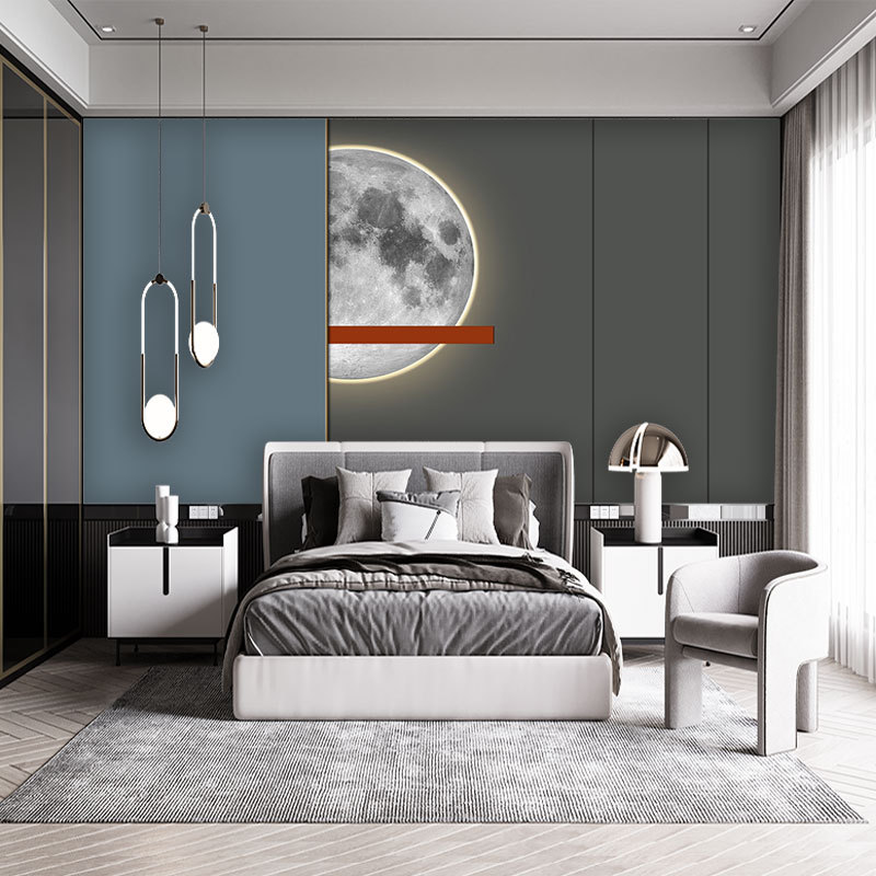 现代酒店床头装饰画简约订制背景墙布几何抽象影视墙壁画无缝定制